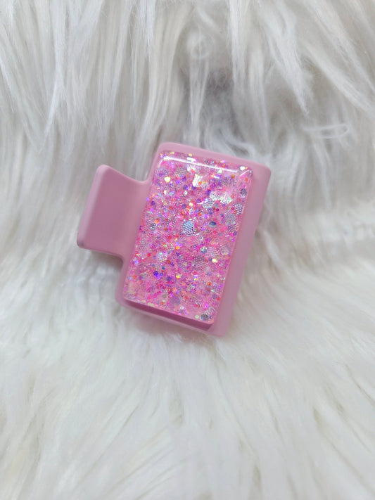 Pink Glitter Small Hair Clip