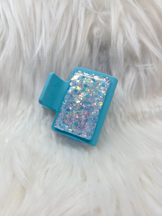 Blue Glitter Small Hair Clip
