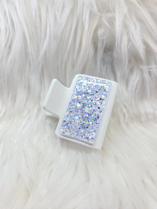 White Glitter Small Hair Clip