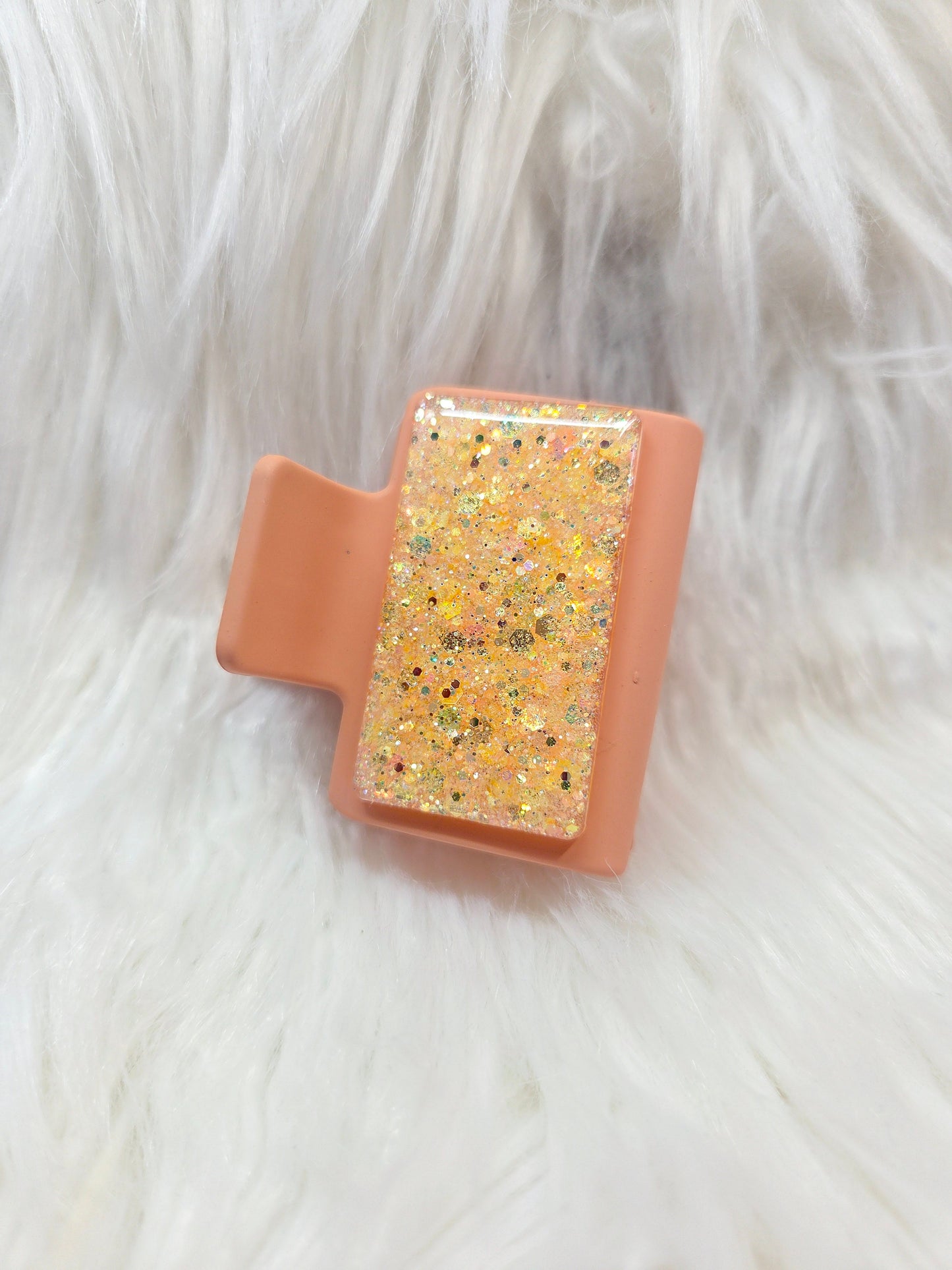 Orange Glitter Small Hair Clip