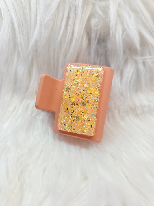 Orange Glitter Small Hair Clip