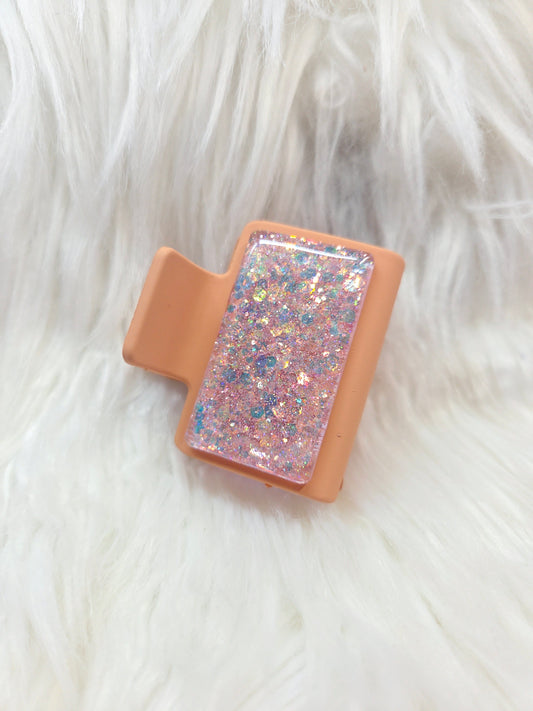 Orange Glitter Small Hair Clip