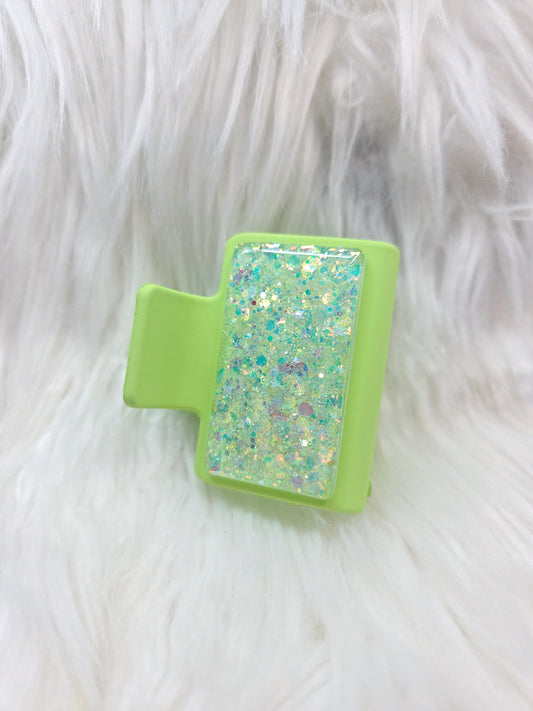 Green Glitter Small Hair Clip