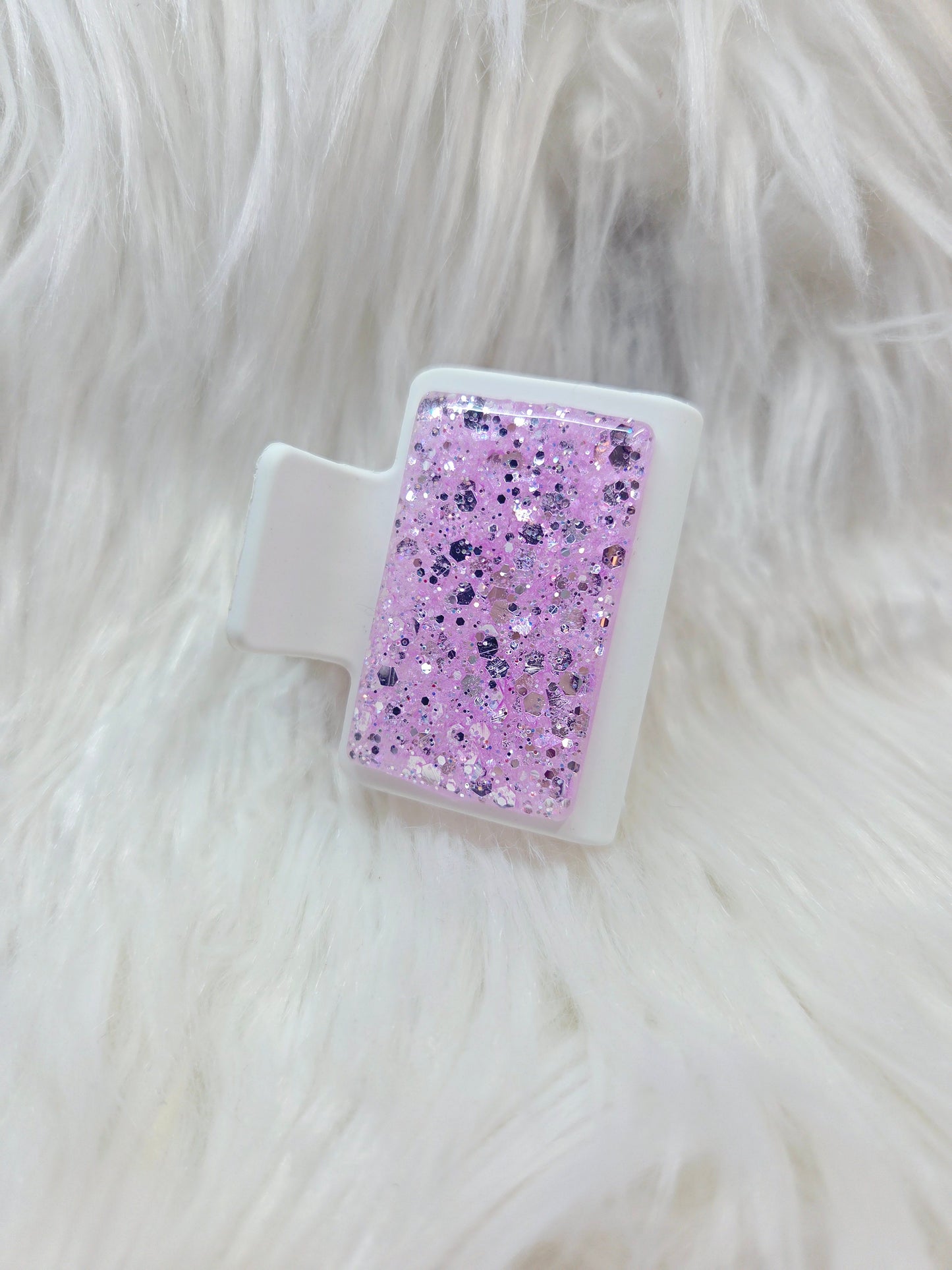 White Glitter Small Hair Clip