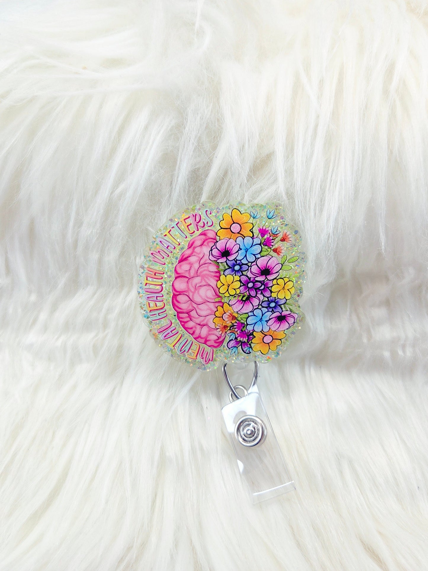 Mental Health Matters Floral Badge Reel