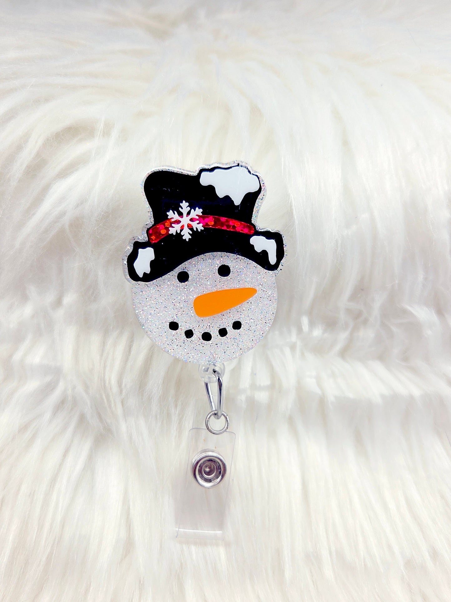 Snowman Face Badge Reel
