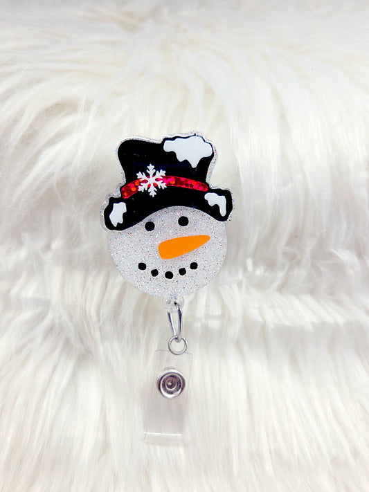 Snowman Face Badge Reel