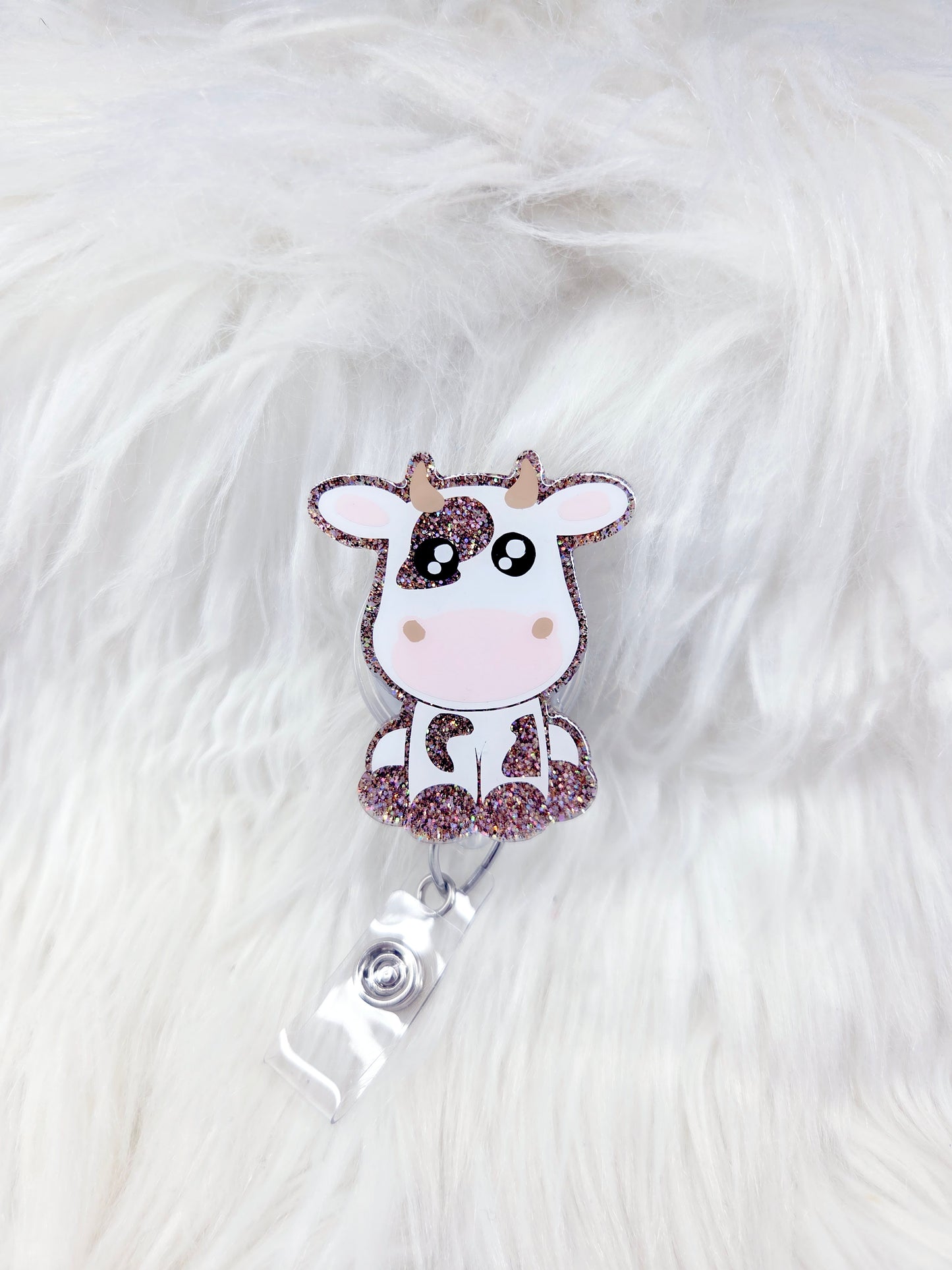 Cow Brown Glitter Badge Reel