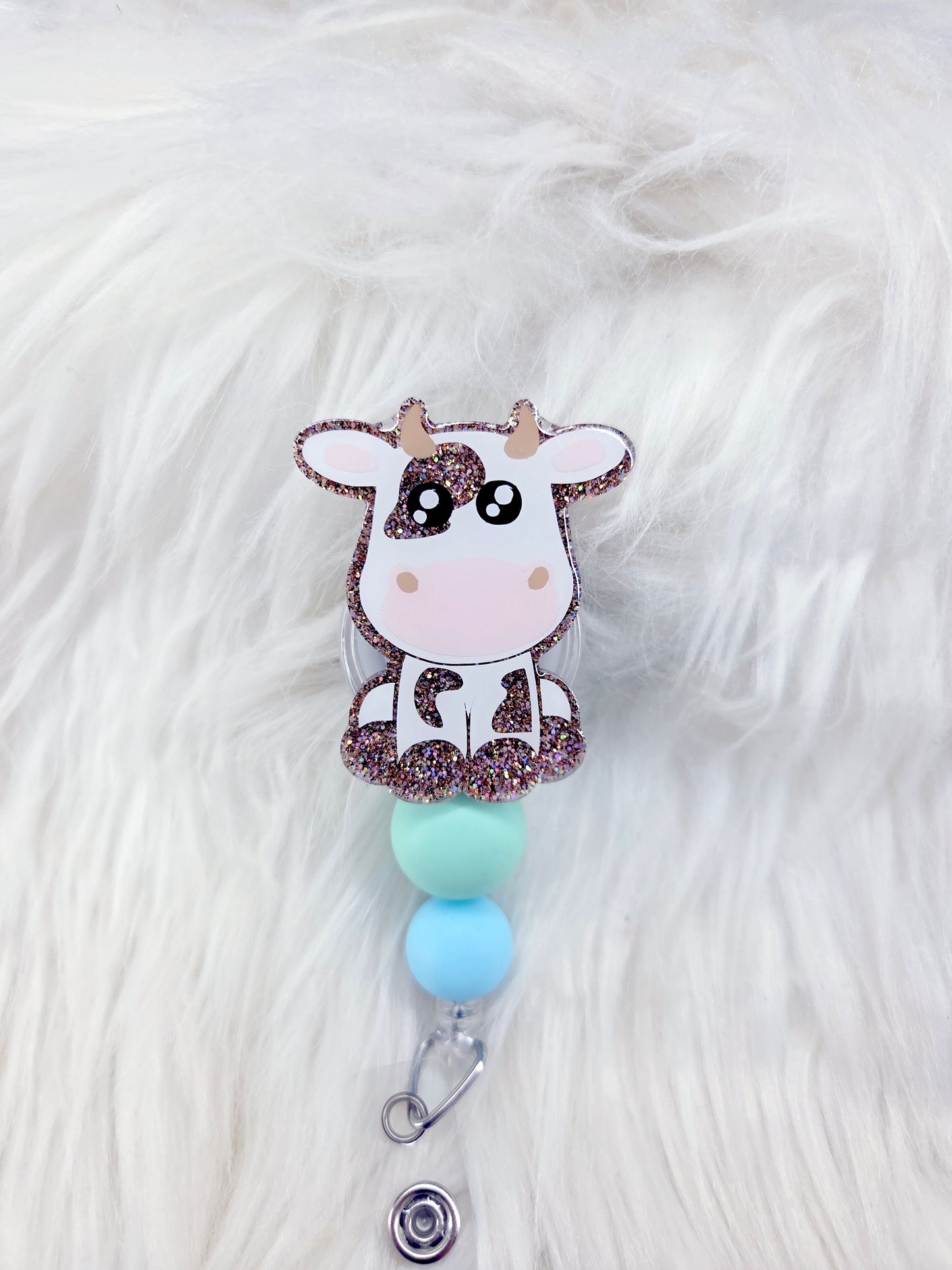 Cow Brown Glitter Badge Reel