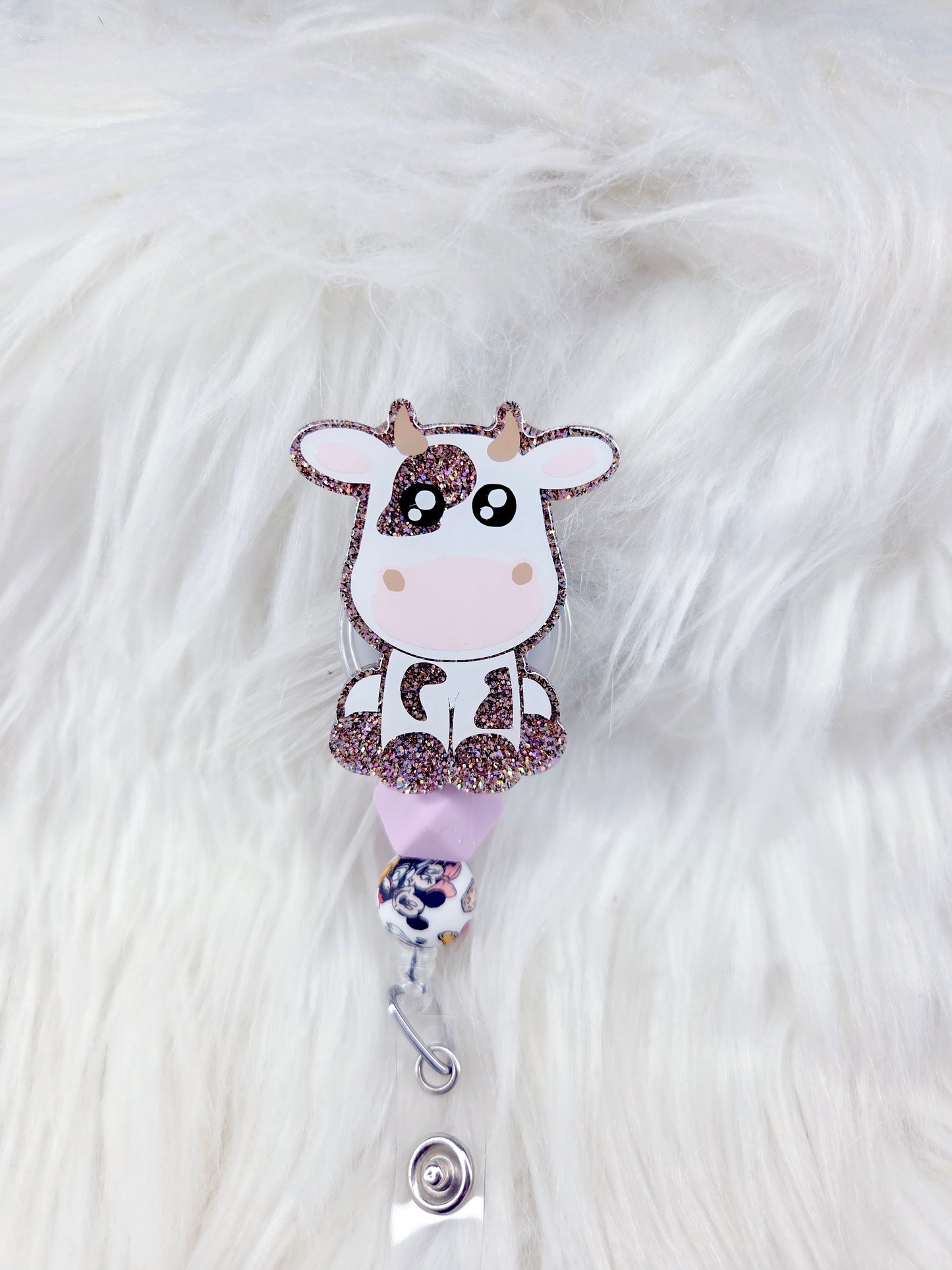 Cow Brown Glitter Badge Reel