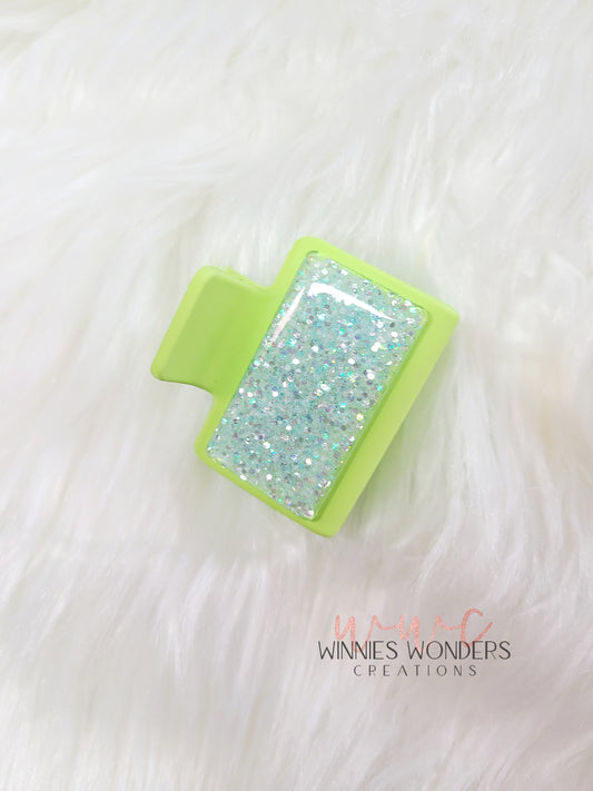 Green Glitter Small Hair Clip