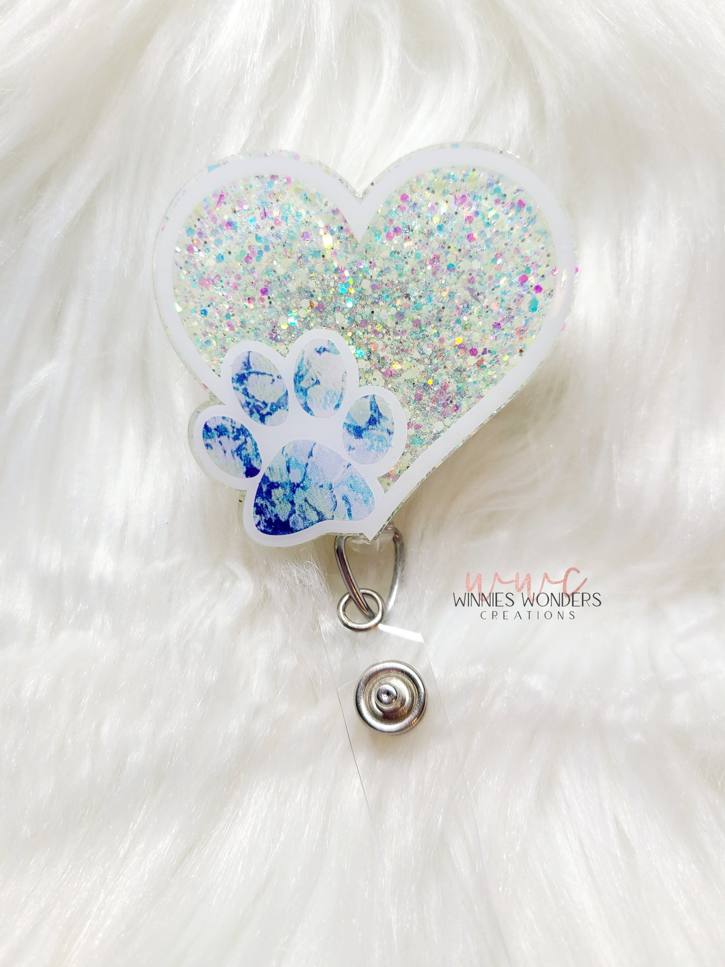 Heart with Paw Badge Reel