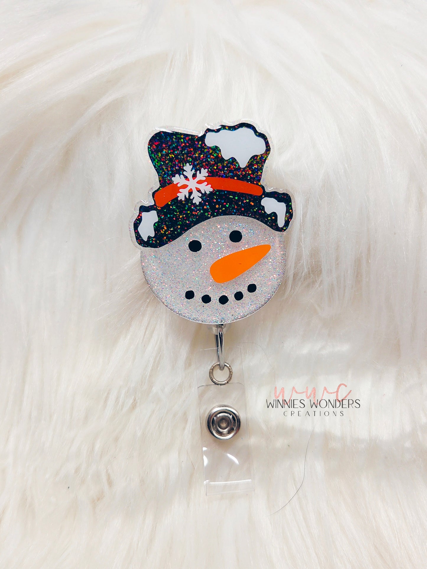 Snowman Face Badge Reel