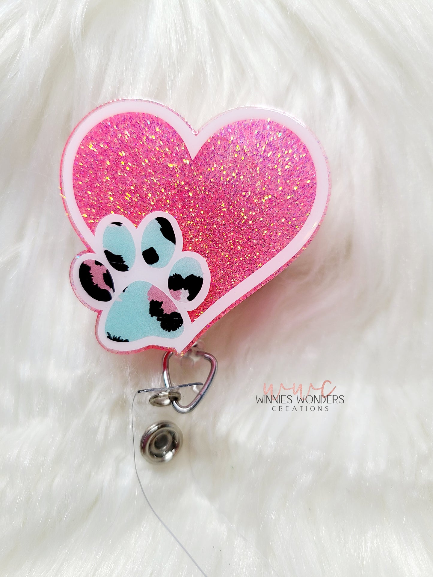 Heart with Paw Badge Reel