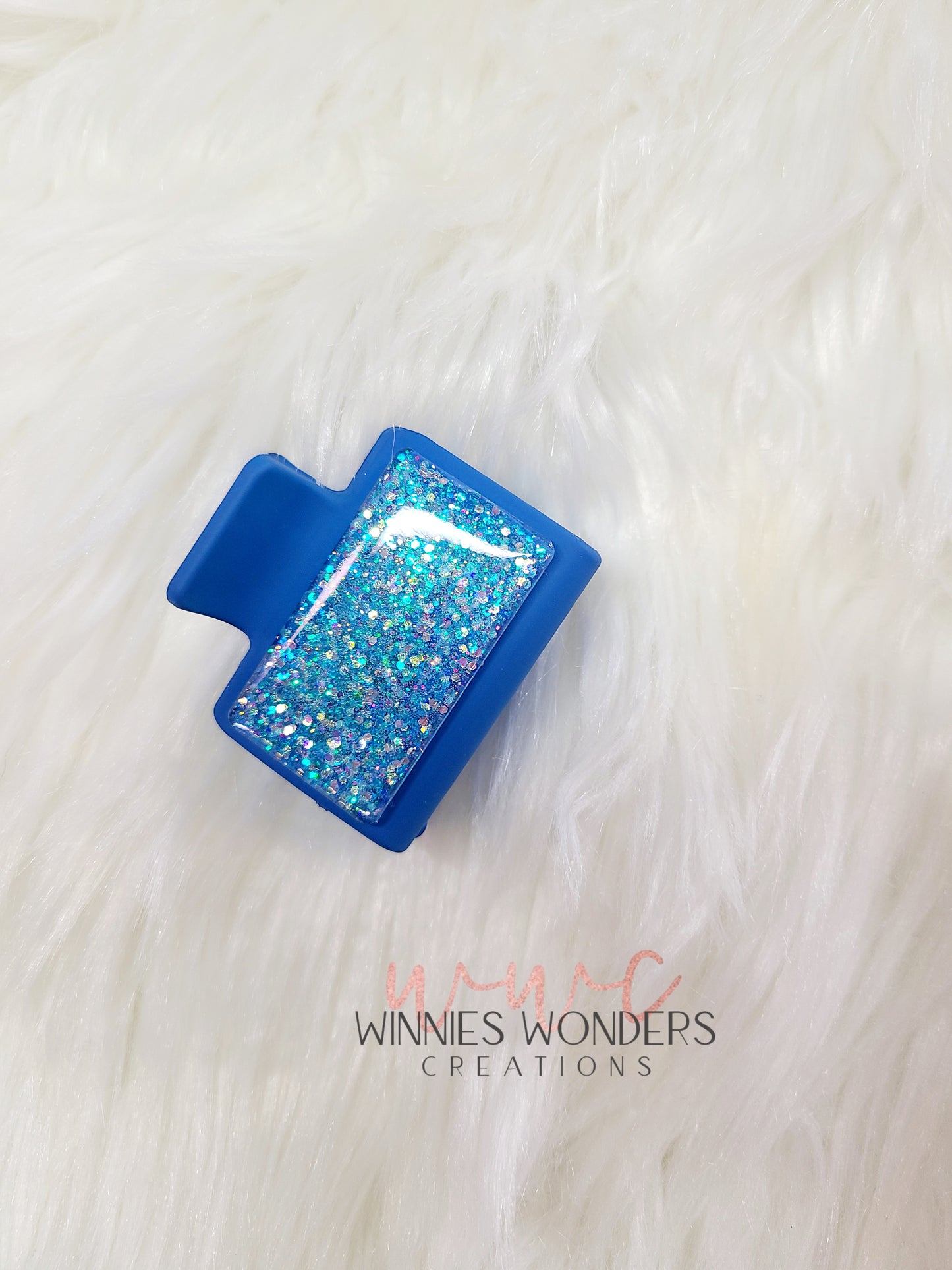 Blue Glitter Small Hair Clip