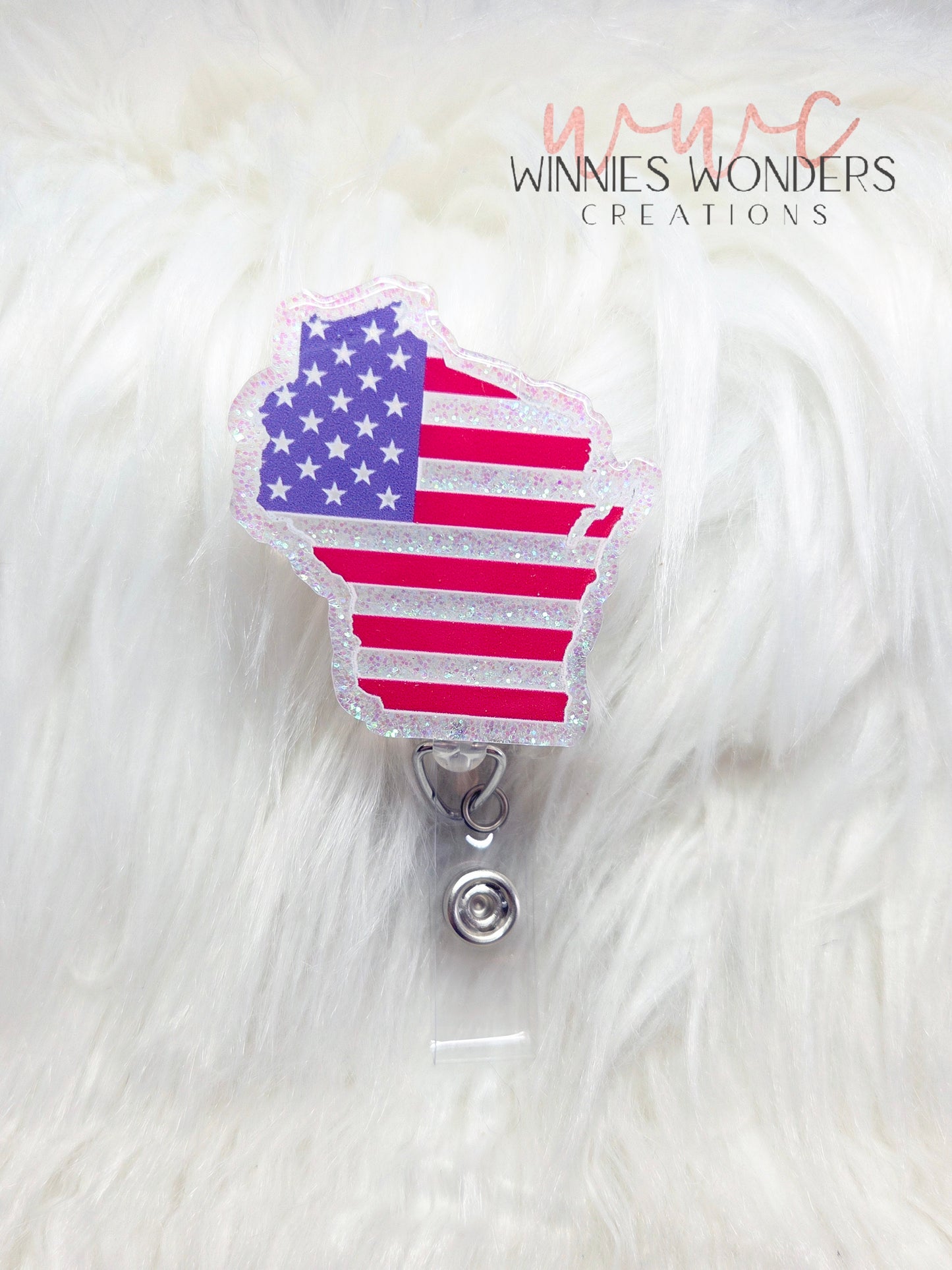 US Flag Wisconsin Badge Reel