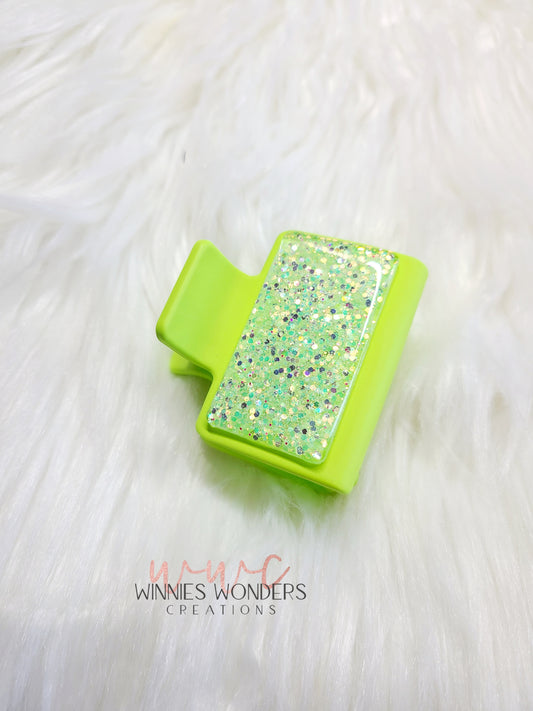 Green Glitter Small Hair Clip