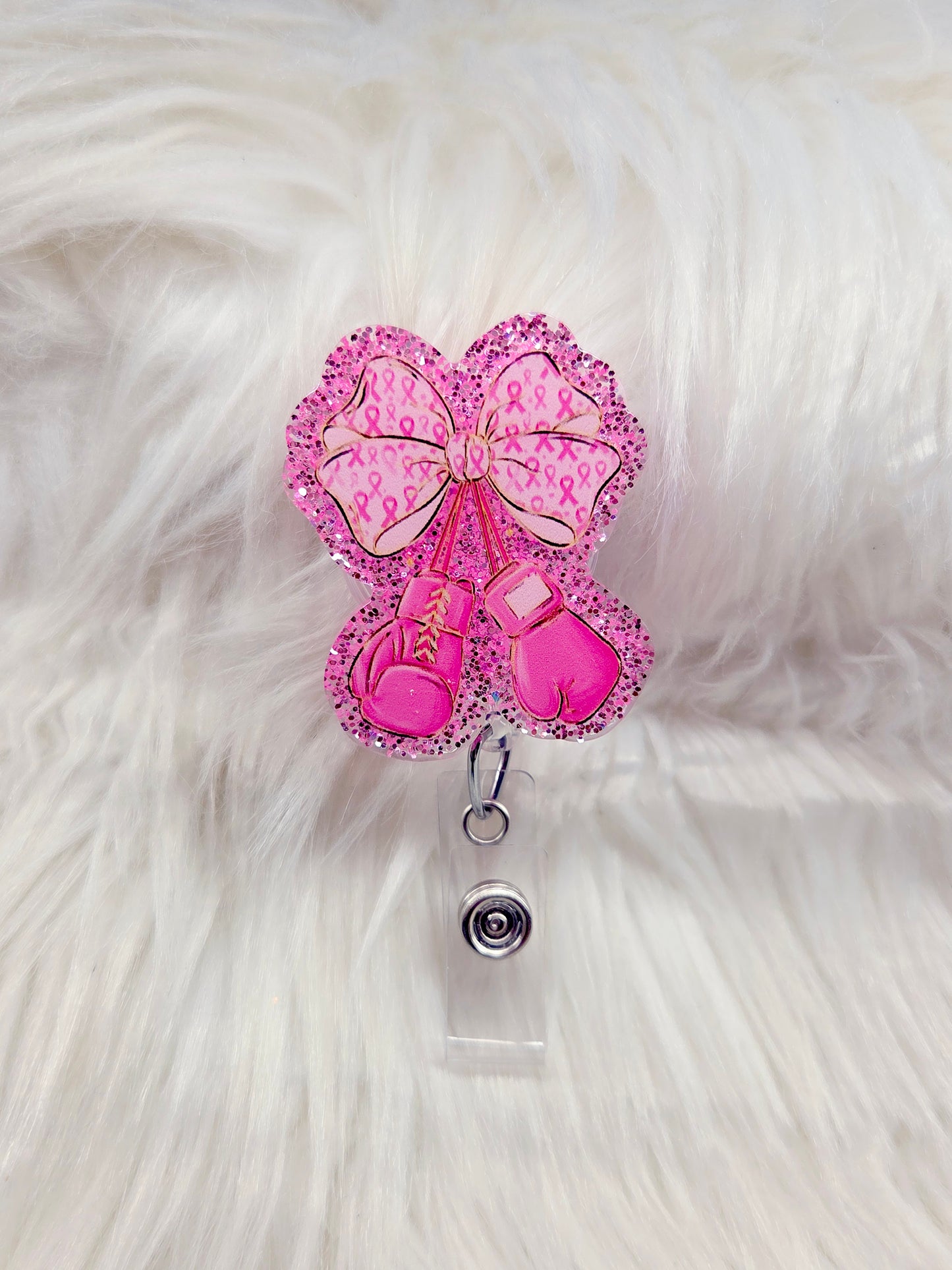 Breast Cancer Boxing Badge Reel