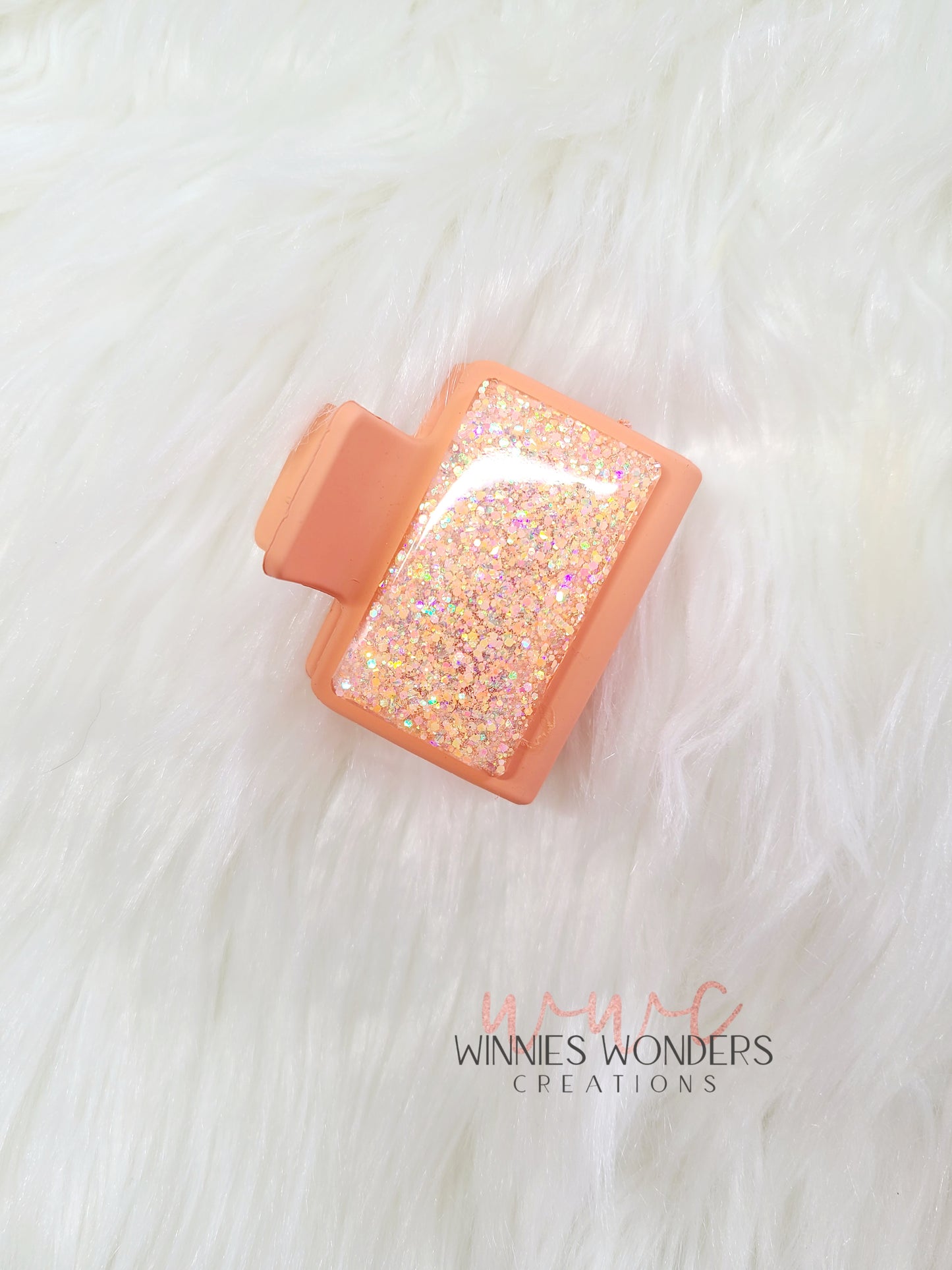 Orange Glitter Small Hair Clip