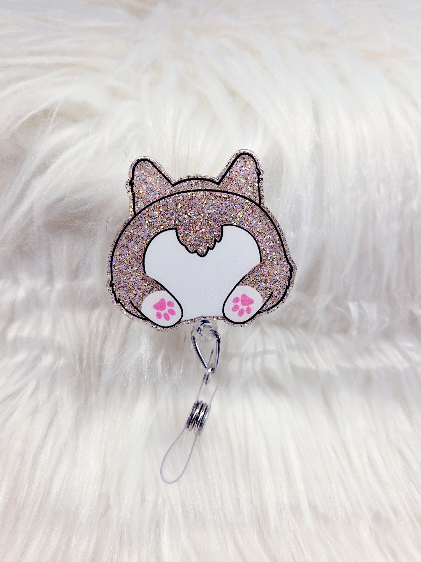 Corgi Butt Badge Reel
