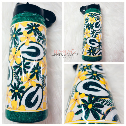 Green/Gold Floral 18 oz Hydroflask