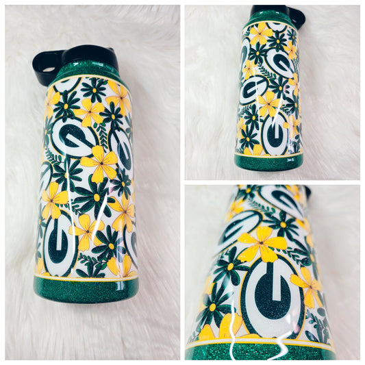 Green/Gold Floral 32oz Hydroflask