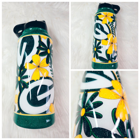 Green/Gold Floral 32oz Hydroflask