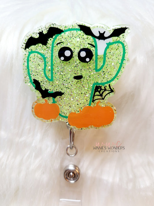Halloween Cactus Badge Reel