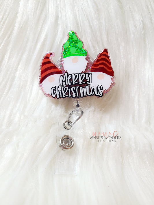 Merry Christmas Gnomes Badge Reel