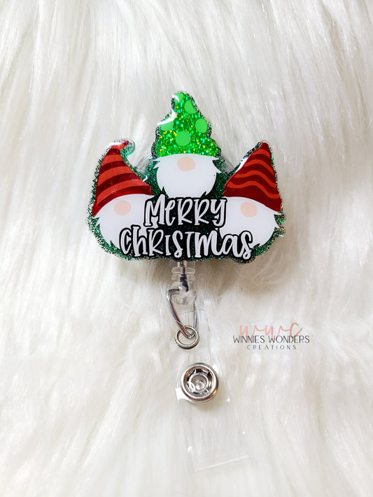 Merry Christmas Gnomes Badge Reel