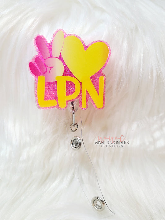 Peace Love LPN Badge Reel