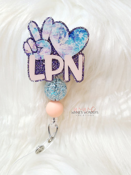 Peace Love LPN Badge Reel