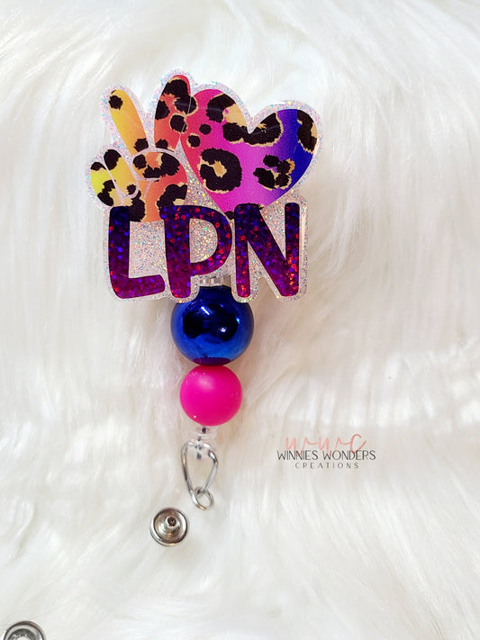 Peace Love LPN Badge Reel