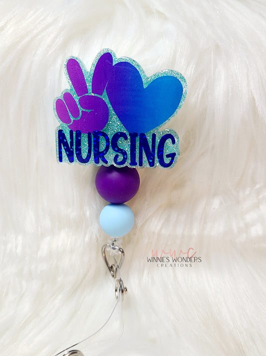 Peace Love Nursing Badge Reel