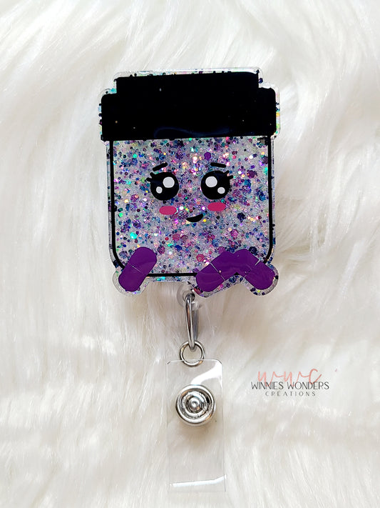 Square Pill Bottle Badge Reel
