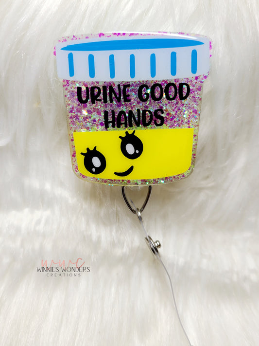 Urine Good Hands Badge Reel
