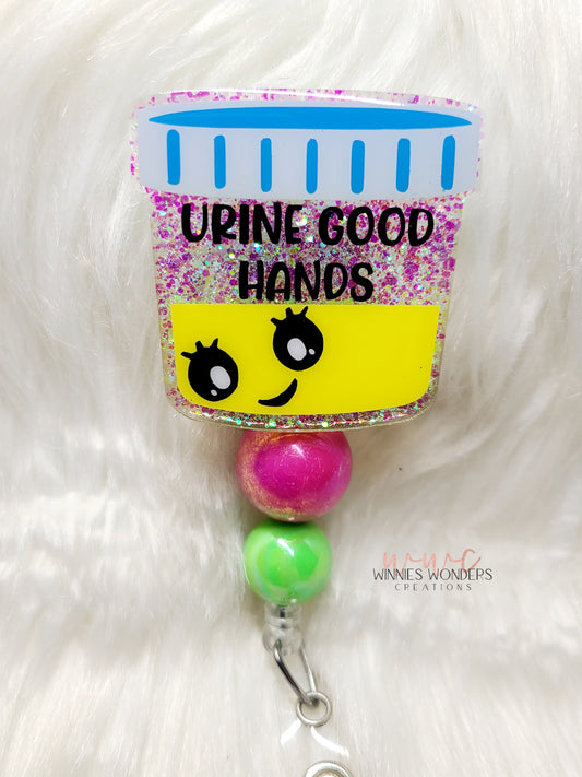 Urine Good Hands Badge Reel