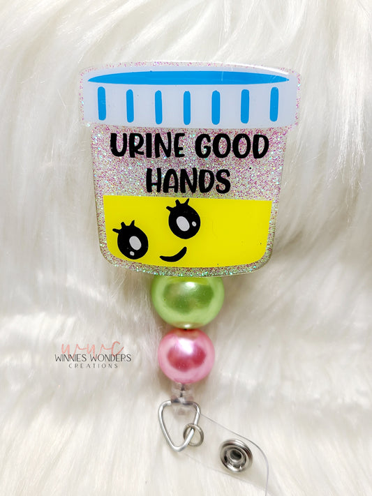 Urine Good Hands Badge Reel