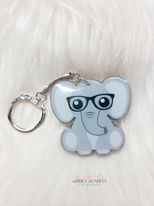 Elephant with glasses Keychain