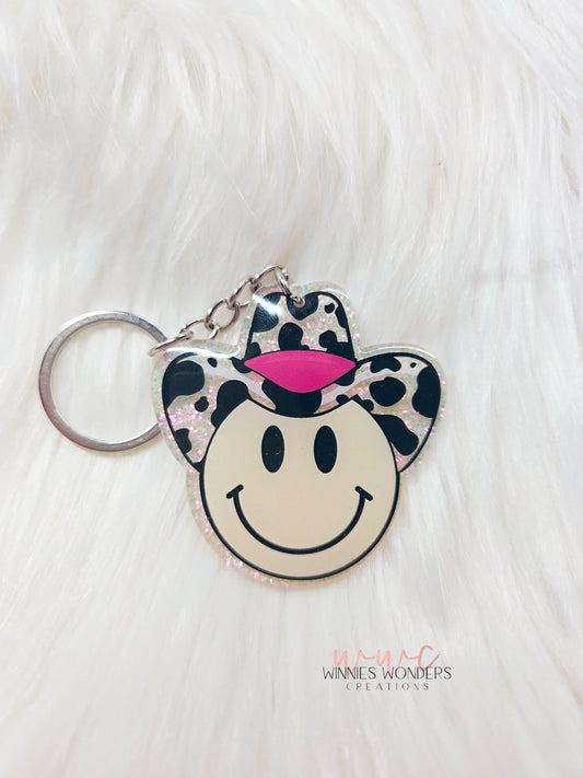 Cowboy Smiley Keychain
