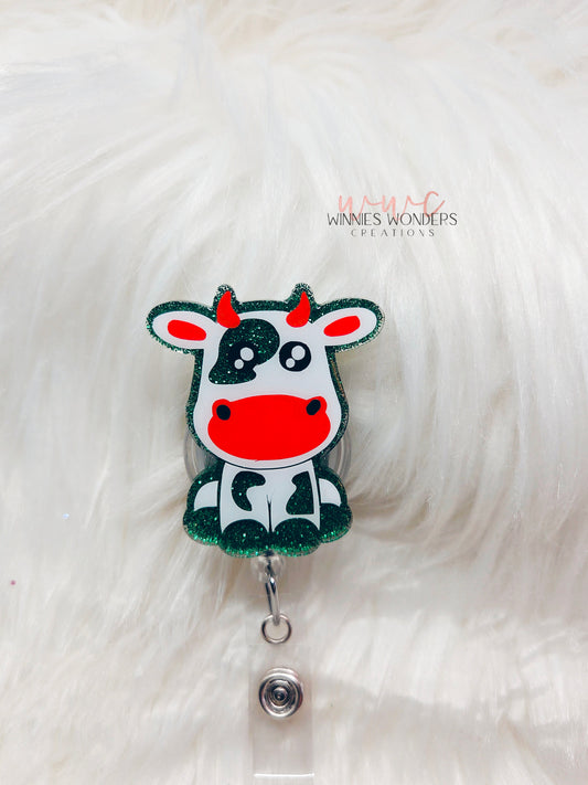 Christmas Cow Badge Reel