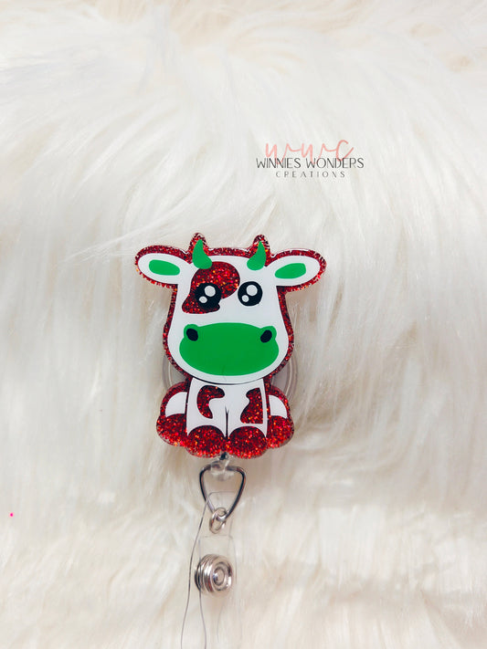 Christmas Cow Badge Reel