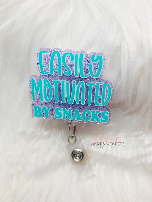 Easily Motivated By Snacks Badge Reel