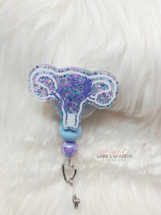Floral Uterus Badge Reel