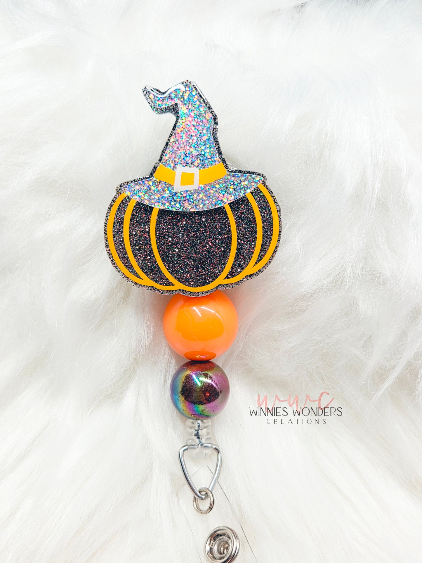 Pumpkin Witch Hat Badge Reel