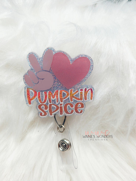 Peace Love Pumpkin Spice Badge Reel