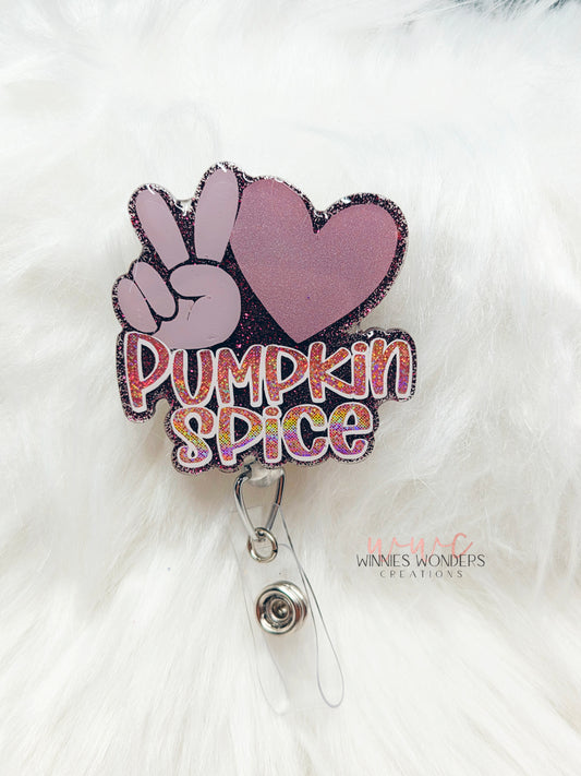 Peace Love Pumpkin Spice Badge Reel