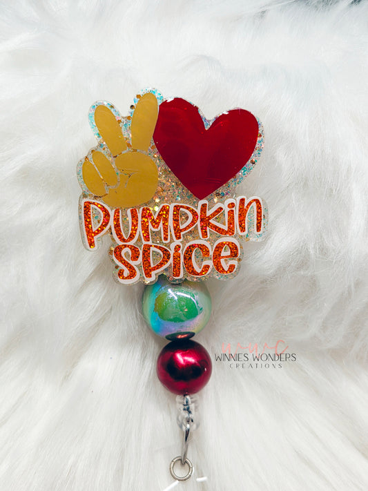 Peace Love Pumpkin Spice Badge Reel