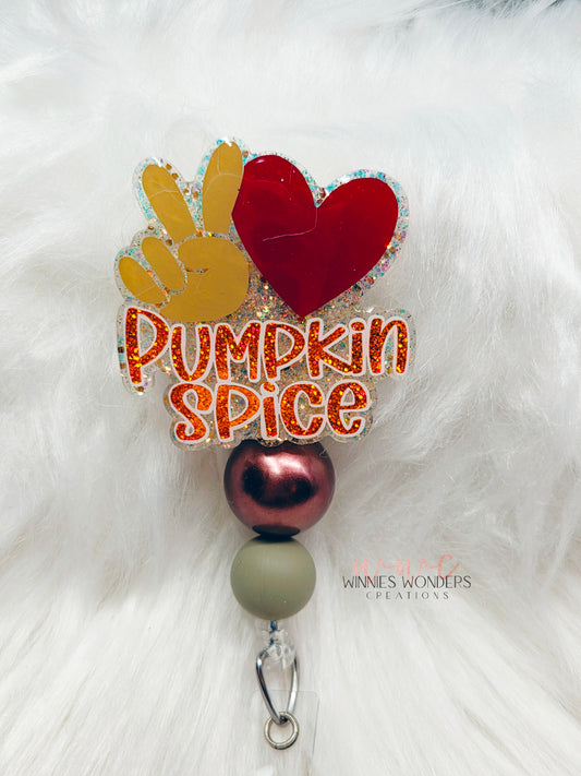 Peace Love Pumpkin Spice Badge Reel