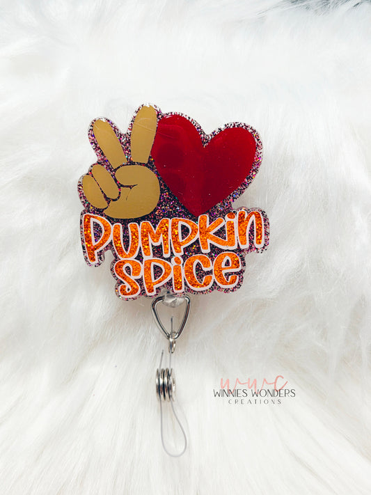 Peace Love Pumpkin Spice Badge Reel